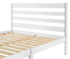 Home Kaycie Double Wooden Bed Frame - White | Sturdy Solid Wood Bed for Bedroom