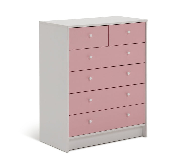 Home Kids Malibu 4+2 Chest of Drawers - Pink & White | bedroom storage for kids