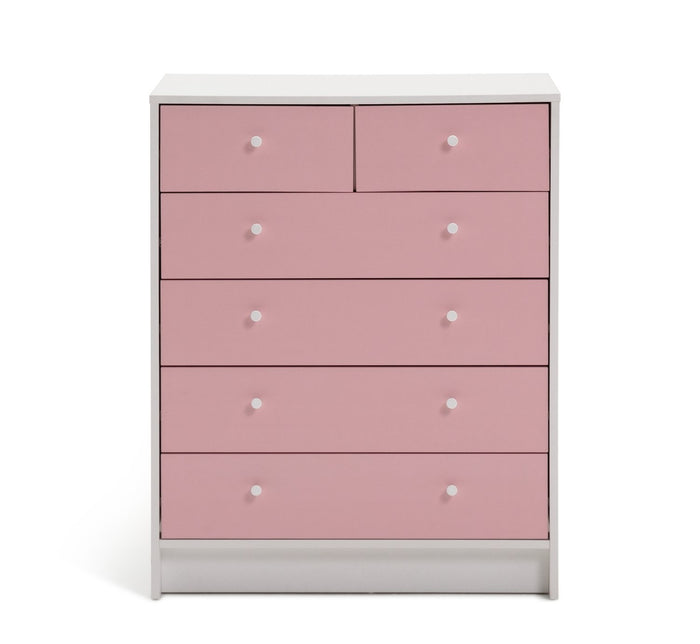 Home Kids Malibu 4+2 Chest of Drawers - Pink & White | bedroom storage for kids
