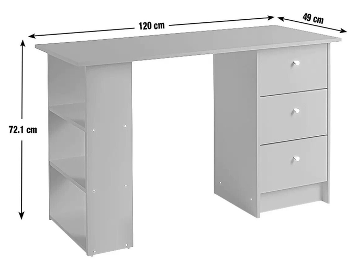 Home Malibu 3 Drawer Office Desk - Black | Study Desk with Storage Home Office