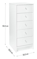 Home Malibu 5 Drawer Tallboy - Black Oak Effect |Tallboy Black Oak Effect