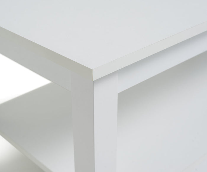 Home Malibu Coffee Table - White | Rectangular Living Room Table Storage Shelf