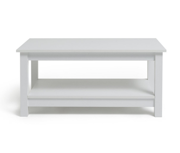 Home Malibu Coffee Table - White | Rectangular Living Room Table Storage Shelf