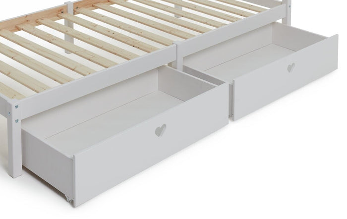 Home Mia Solid Wood 2 Drawers - White | White Bedside Cabinet Girls Bedroom