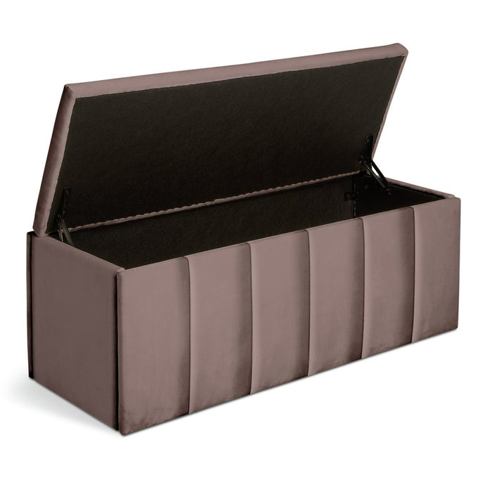 Home Pandora Velvet Storage Ottoman - Taupe | Soft Textured Surface