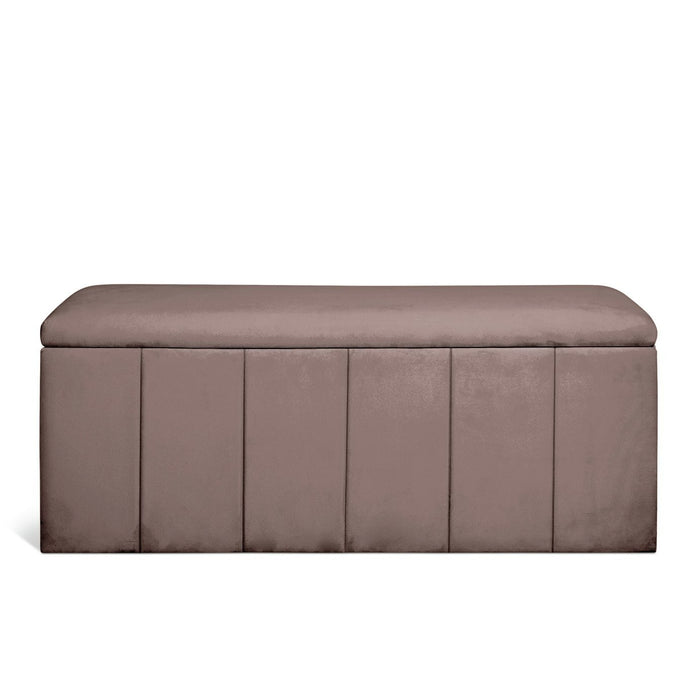 Home Pandora Velvet Storage Ottoman - Taupe | Soft Textured Surface