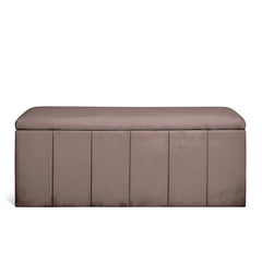 Home Pandora Velvet Storage Ottoman - Taupe | Soft Textured Surface