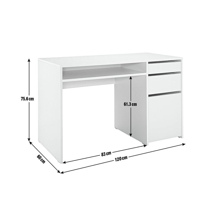 Home Pepper 2 Drawer Pedestal Office Desk - White ( B Grade )