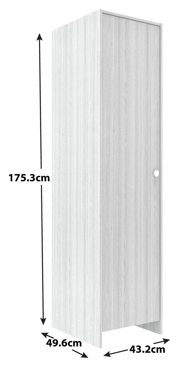 Home Seville 1 Door Wardrobe - White | White Bedroom Storage Single Door Unit