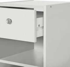 Home Seville 1 Drawer Bedside Table - White | Nightstand Storage for Bedroom Use