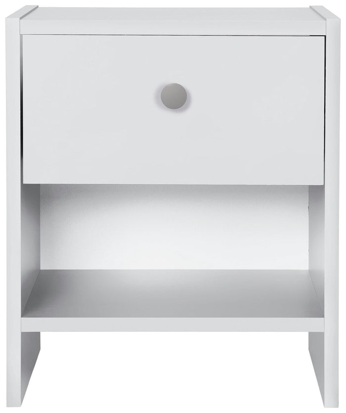 Home Seville 1 Drawer Bedside Table - White | Nightstand Storage for Bedroom Use