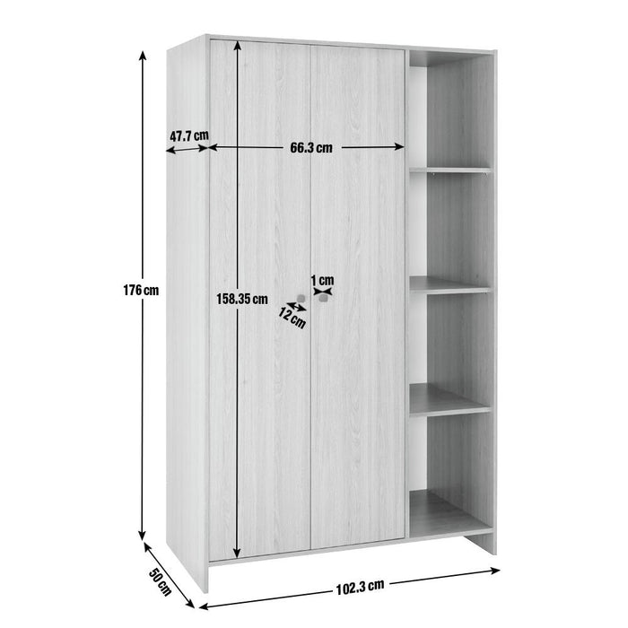 Home Seville 2 Door Open Shelf Wardrobe - White ( B Grade )