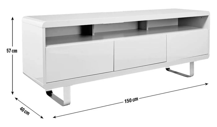 Home Sleigh 2 Door 1 Drawer TV Unit - White Gloss ( B Grade )