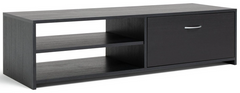 Home Squares 1 Drawer TV Unit - Black | Black TV Stand Cabinet Oak Effect Media