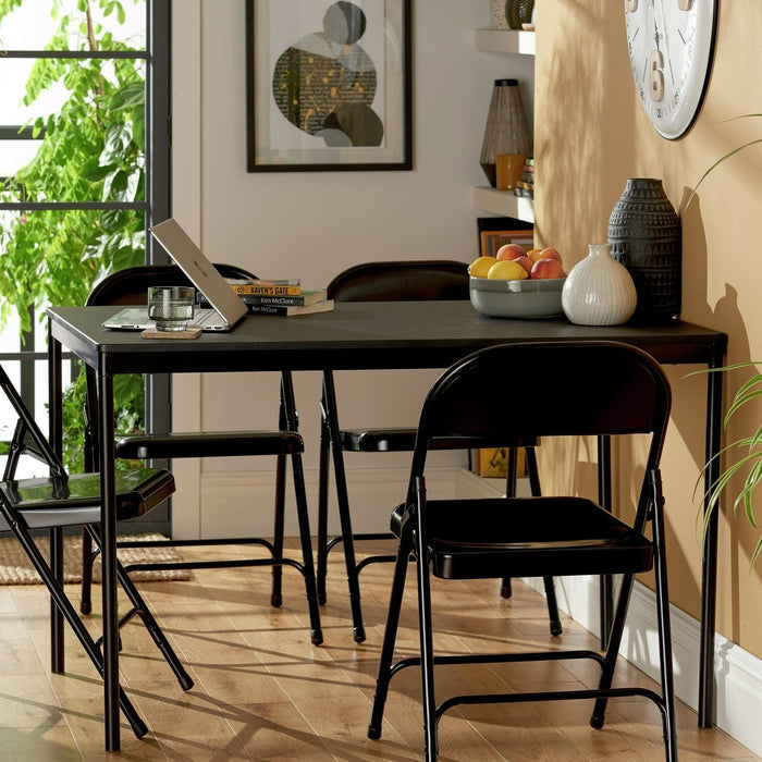 Home Stella Metal 6 Seater Dining Table - Black | Metal Dining Table Black