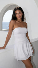 Siana Strapless Ruched Mini Dress - Off White