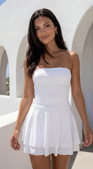 Siana Strapless Ruched Mini Dress - Off White