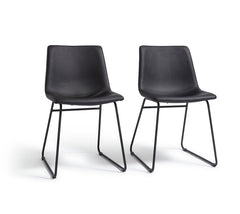 Joey Pair of Faux Leather Dining Chairs - Black | Modern dining chairs