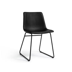 Joey Pair of Faux Leather Dining Chairs - Black | Modern dining chairs
