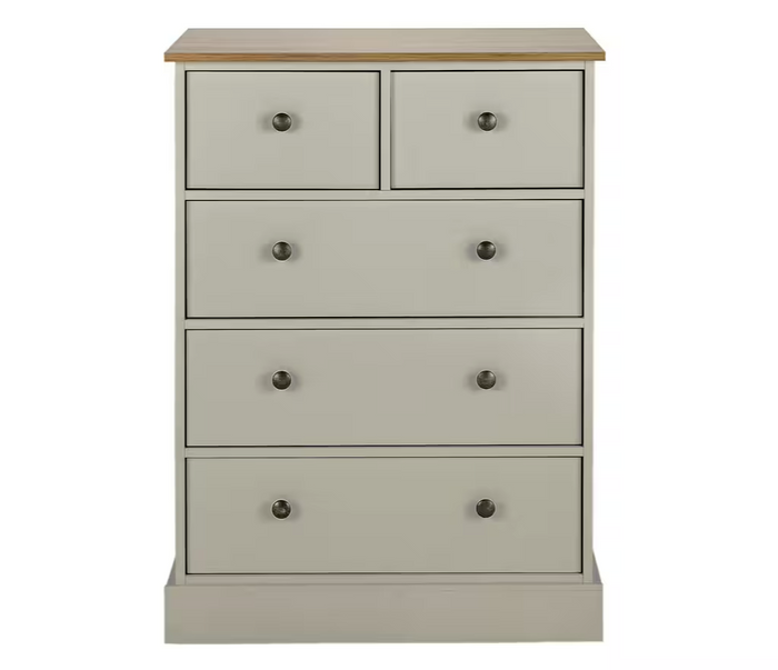Kensington 3+2 Drw Chest - Soft Grey & Oak Effect