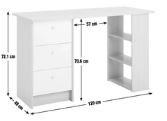 Kids Malibu 3 Drawers Desk - White and Acacia ( B Grade 40182 )