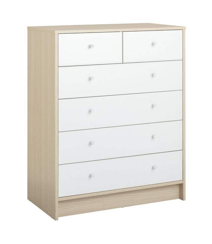 Kids Malibu 4+2 Drawer Chest - White & Acacia