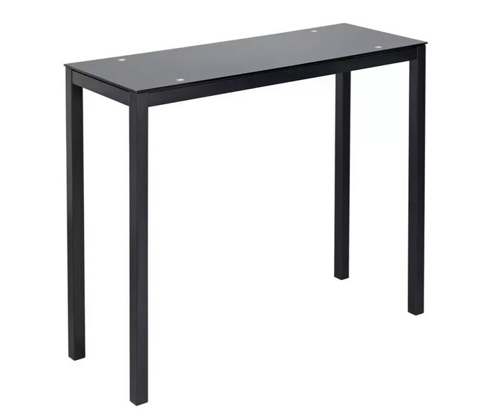 Lido Glass Dining Bar Table and 2 Chairs Black 110cm For Kitchen or Living Room