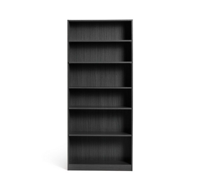 Maine Deep 6 Shelf Bookcase - Shelving Storage Unit Display Cabinet - Black