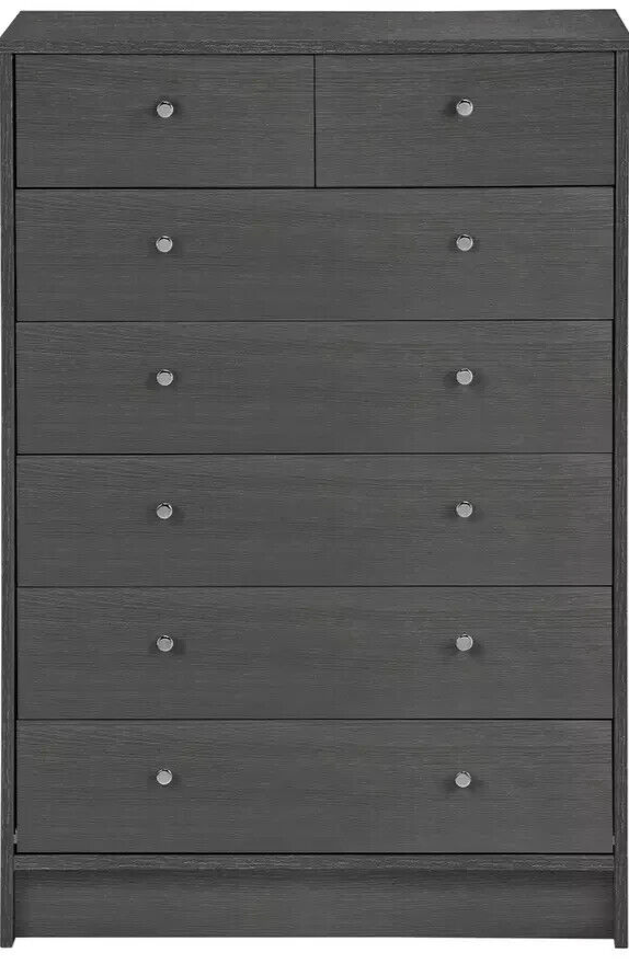 Malibu Modern 7 Drawer Chest Of Drawers Storage Cabinet - Black Oak Effect