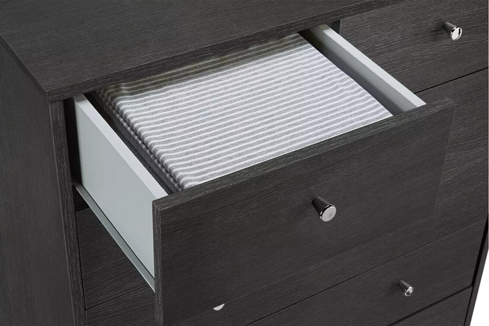 Malibu Modern 7 Drawer Chest Of Drawers Storage Cabinet - Black Oak Effect