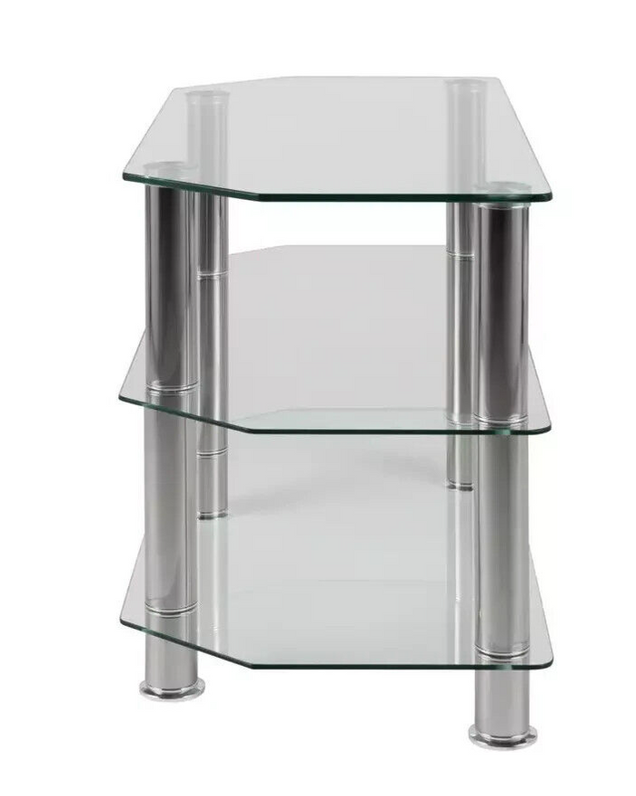 Matrix Glass Corner TV Unit - Clear & Chrome