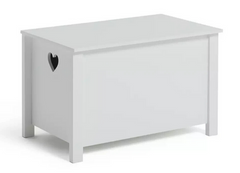 Mia Toy Box - White | Kids Storage Chest with Lid and Heart Cut-Out