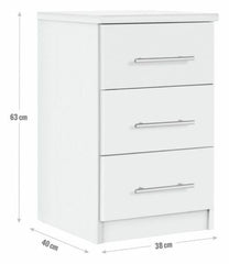 Normandy 3 Drawer Bedside Cabinet - White ( B Grade 36233 )