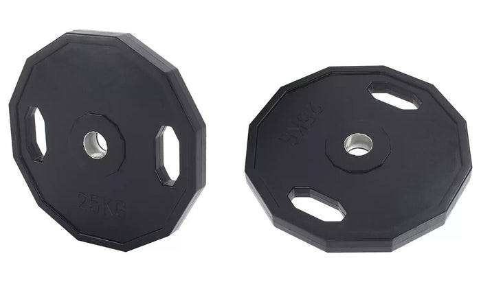 Pro Fitness Olympic Rubber Weight Plates 2 x 25kg | Bumper Discs for Barbell