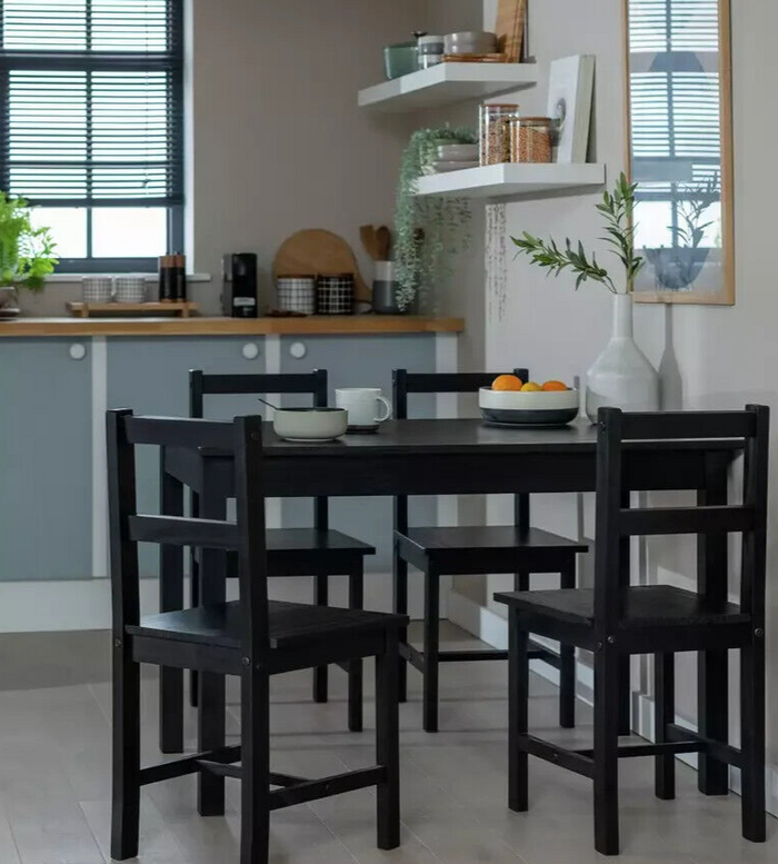 Raye Solid Wood  4 Seater Dining Table - Black ( ID 30753 )