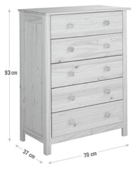 Scandinavia 5 Drawer Chest - Pine