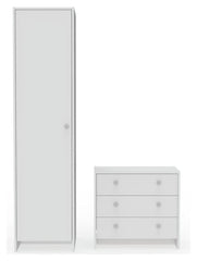 Seville 2 Piece 1 Door Wardrobe Set - White