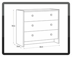 Seville 3 Drawer Chest - White | Bedroom Storage Unit for Clothes & Accessories