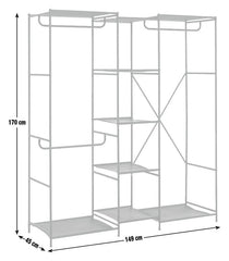 Spencer 3 Rail 6 Shelf Wardrobe - Black