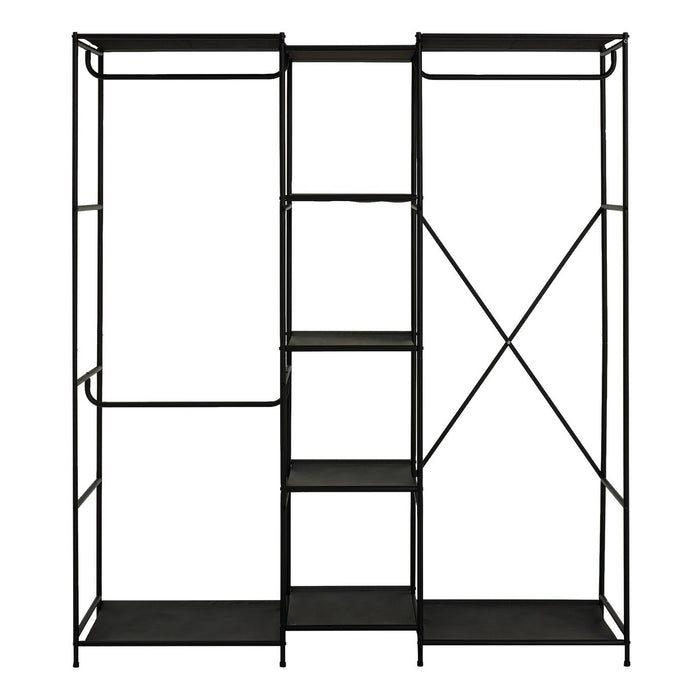 Spencer 3 Rail 6 Shelf Wardrobe - Black