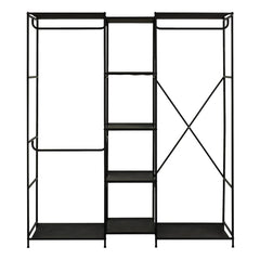 Spencer 3 Rail 6 Shelf Wardrobe - Black