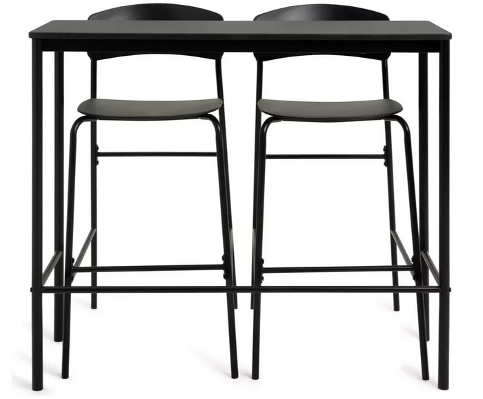 Stella Metal Bar Table & 2 Black Bar Stools
