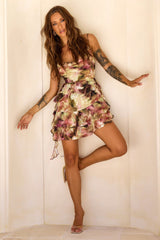 Style Is Attitude Chiffon Mini Dress - Olive Multi