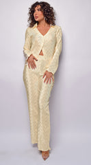 Elliana Vanilla Beige Satin Set