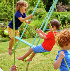 TP Toys Kids Double Swing Set With Glide Ride | Outdoor Playset 4 Seater Garden