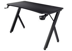 Trust GXT700 Omnius Gaming Desk - Black | Gaming Table Cup Holder Headset Hook