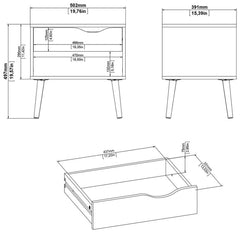 Tvilum 0slo 1 Drawer Bedside Table - White & Oak