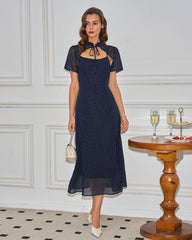 Blue Collar Polka Dot Slip Midi Dress