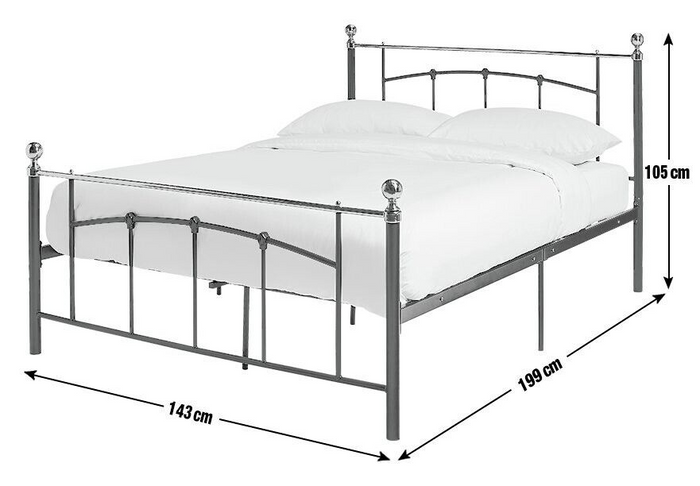 Yani Small Double Metal Bed Frame - Black | Classic Curved Design